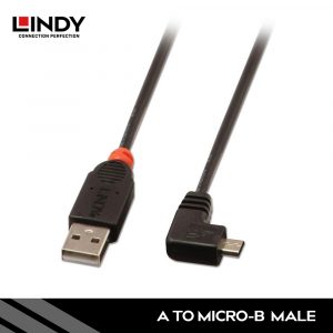 KABEL USB 2.0, TYPE A TO MICRO-B, BLACK, 2M, RIGHT ANGLE 90 DEGREE