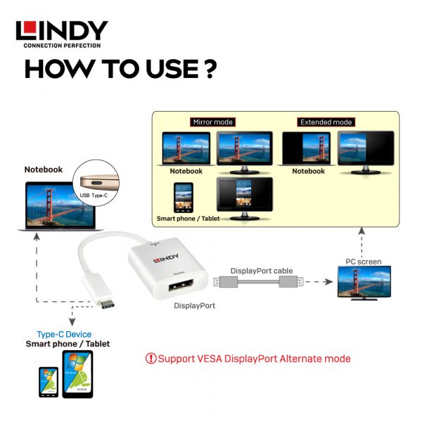 CONVERTER TYPE C TO DISPLAYPORT | LINDY INDONESIA