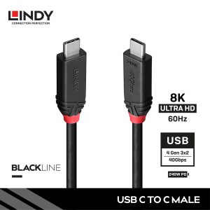 Kabel USB4, Type C to Type C 40Gbps, 240W PD, Black 2M